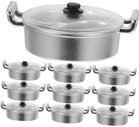 HOMOBABE 10pcs Mini Cooking Set Simulation Hot Pot for Realistic Miniature Pots for Doll House Kitchen Play Childsafe Materials Easy to Clean Interactive and Sharing Fun