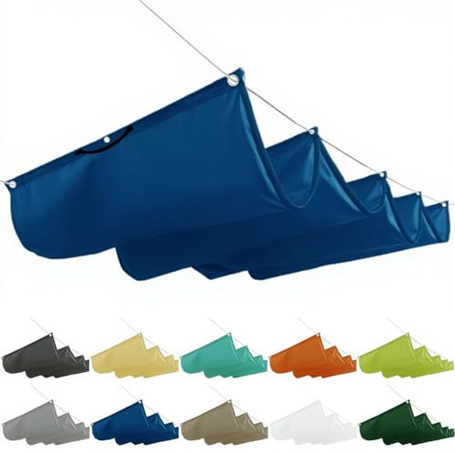 Pérgola - Velas de lona retráctiles para techo, 4 x 4,5 m, toldo protector solar, incluye cuerdas de montaje para techo, jardín, invernadero, color azul oscuro
