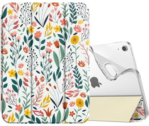TiMOVO Case for iPad A16 11th Gen 11/10th Gen 10.9, Flowers | Slim Soft TPU, Translucent Frosted Back Protective Cover, Auto Wake/Sleep