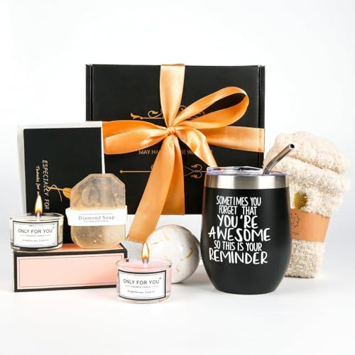 Geschenke für Frauen, Edelstahl Weinbecher mit Duftkerze und Socken, 30 40 50 Geburtstag, Geburtstagsgeschenk für Freundin, Schwester, Mama, Weihnachtsgeschenke Geschenkideen Geschenkset