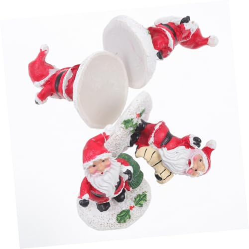 CONGARTENO 4 Piezas Adornos Navideños de Resina Pequeños de Figuras Papá Noel y Muñeco de Decoración para Escritorio Jardín y Micro Paisaje Hogar Navidad
