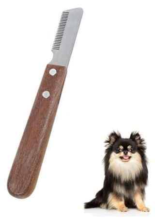 ZMZaoan Cuchillo pelador Profesional para Perros, Mango de Madera ergonómico - Cuchillo para Perro Stripping Profesional, Deslanador para Perros y Cachorros, Herramienta de Aseo para Mascotas Diestros