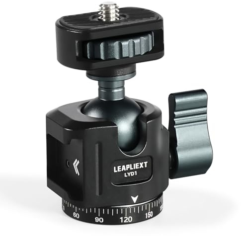 LEAPLIEXT Tripod Metal Ball Head, 360 Panoramic Rotating Base Adapter, with 1/4-inch Screw and Cold Shoe, Compatible with Cameras, Smartphone/iPad Mounts, Maximum Load 2.5kg/5.5 lbs