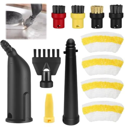 12PCS De Accesorios De Limpieza De Vapor para Kärcher Easyfix SC1 SC2 SC3 SC4, Juego De Piezas De Repuesto con Boquilla Extendida, Cepillo Redondo,Cepillo para Juntas, Paños De Microfibra