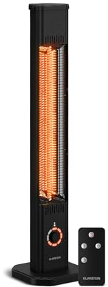 Klarstein Riscaldamento a Infrarossi 2000W – 8 Livelli, Stand Alone o Parete, IP65, Telecomando, Timer, Protezione Antiribaltamento, per Esterni 15 m², Riscaldatori ad Infrarosso