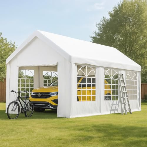 Garage Zelt 3x6 m – Robustes Stahlgestell & Reißfeste Plane, Wetterfest & Stabil, Perfekt für Auto, Motorrad oder Garten-Aufbewahrung (598x299x283 cm)