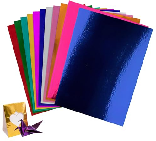 Papier Carton d'Folio,Papier Carton Brillant Épais 250 Grammes 50 Feuilles - Papier Carton Miroir | Pour Fête Invitations Projet Artistique Anniversaire Scrapbook Home Education Studio Maternelle