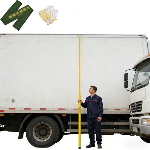 Isolierte Messlatte LKW-Höhenmessgerät mit Tragetasche und Handschuhen, Verstellbare Distanzmessstange für Profis, Höhenmesslatte für Landvermessungen(32.8 ft/10 m)