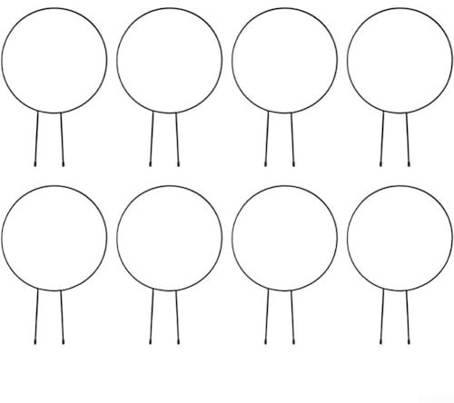 Lot de 8 treillis pour plantes grimpantes d'intérieur - Petit treillis pour plantes en pot - Support en métal pour plantes de jardin - Noir - Rond