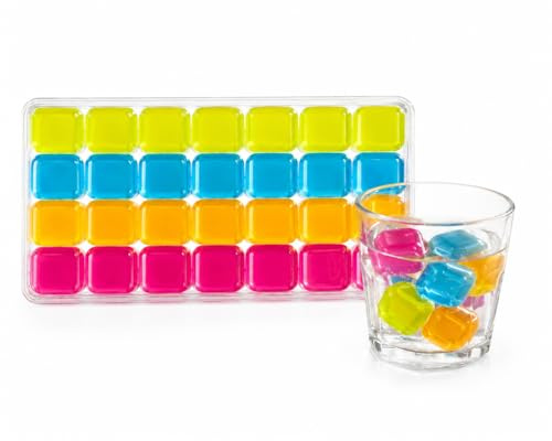 totalsupplies 40 Reusable Ice Cubes for Drinks Frozen Cold Drink Chilled Ice Cubes Multi-Coloured 2 x 20 Packs