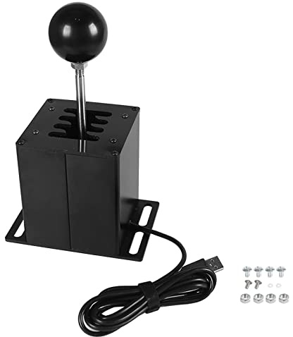 Mqetly Simulator Schaltknauf USB H Gang Schalthebel SIM Zubehör Edelstahl Aluminiumlegierung für PC Simulationsspiele Und T Lenkräder, 7-Gang und R-Gang