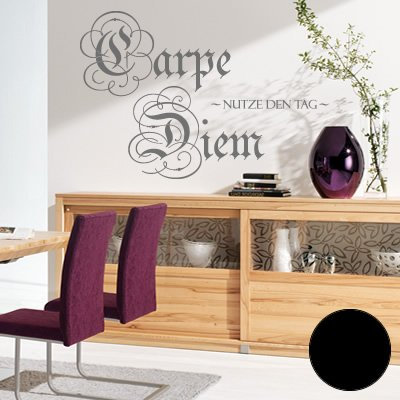 A275 - Adhesivo de pared Carpe Diem (disponible en 40 colores y 3 tamaños), vinilo, Negro , 88cm x 60cm