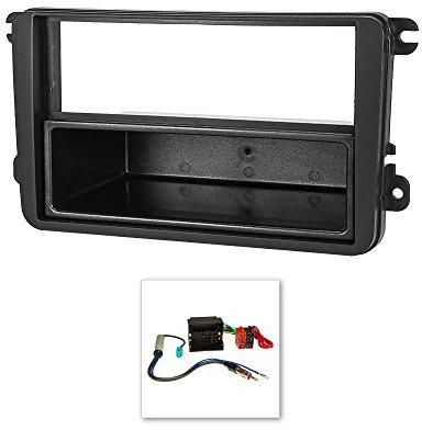 tomzz Audio 2457-010 Radioblende Set kompatibel mit VW Golf 5 V 6 VI Touran Passat 3C Caddy EOS Skoda Octavia mit Quadlockadapter ISO Fakra Antennenadapter Phantomeinspeisung DIN