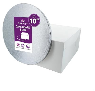Culpitt 10 Round Silver Cake Drum Board & White Cake Box Combo