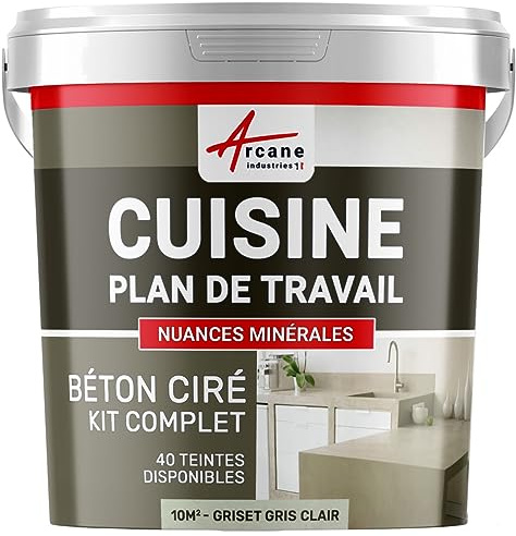 Beton Cire Küche: Arbeitsplatte, Spritzschutz - NUANCES MINERALES Griset Hellgrau - 10 m² (für 2 Schichten)