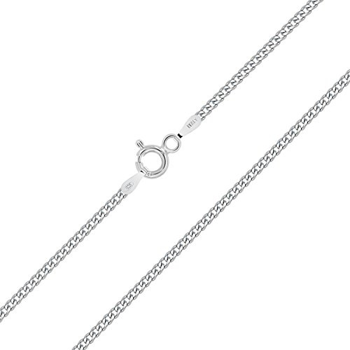 Planetys - Platt pansarkedja 1,5 mm bredd 925 sterling silver rhodiumpläterad kedja - halsband - olika längder: 40-45-50-55-60-65-70 cm, Sterlingsilver