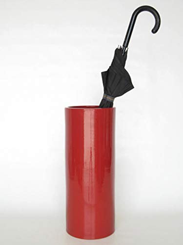 POLONIO - Paraguero de Ceramica Rojo de 50 cm - Bastonero de Ceramica para Entrada y Pasillo - Jarrón Grande Suelo Color Rojo Granate