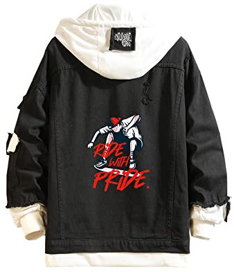 Lemany Skateboarding Jeansjacke Skateboarding Hoodie Sweatshirt Anime Jeansjacke für Männer Frauen