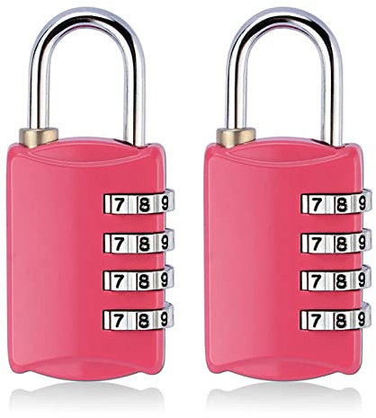 SHULLIN Confezione da 2 lucchetti a combinazione a 4 cifre, con codice numerico, per scuola, palestra, garage, hasp cabinet e stoccaggio (rosa)