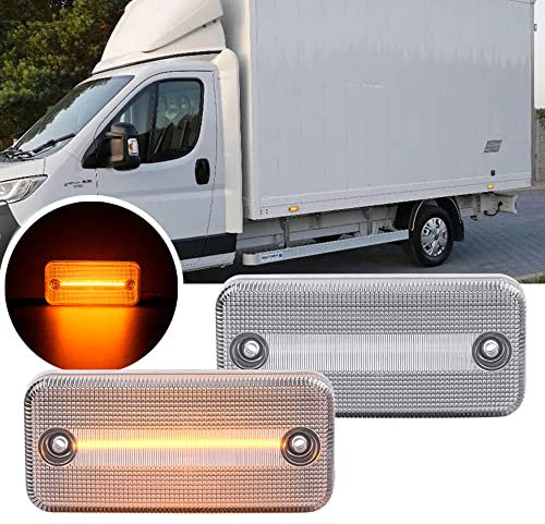 NSLUMO LED-Seitenmarkierungsleuchte für Fi.at Ducato Chassis Cab für Peugeot Boxer für Citr/Oen Jumper für den täglichen Gehäuse, klare Linse, 2 bernsteinfarbene LED-Blinker-Lampe
