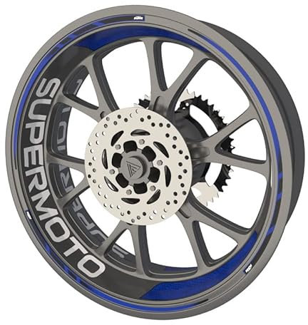 KTM SuperMoto SMC Premium Qualität Felgenrandaufkleber Felgenband Sticker Set (Aufkleber für beide Felgen) (blau)