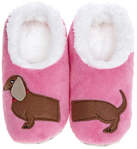 Snoozies! Pairables Animal Lover, Cats & Dogs Womens Slippers Soft Sherpa Fleece Non Slip Sole Ladies Sizes 3-9 (Dachshund)