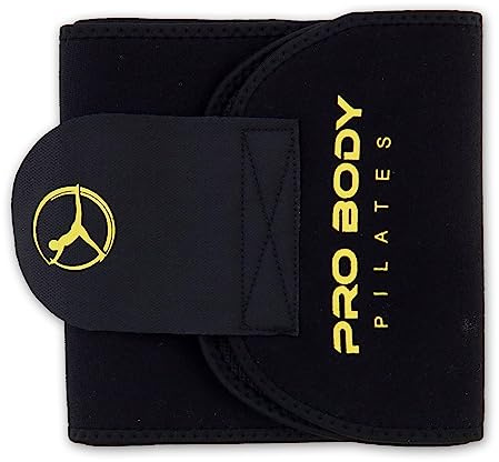 ProBody Pilates Waist Sweat Band for Women and Men, Waist Trimmer Belt for High-Intensity Training, Waist Trainer (Black, S/M)
