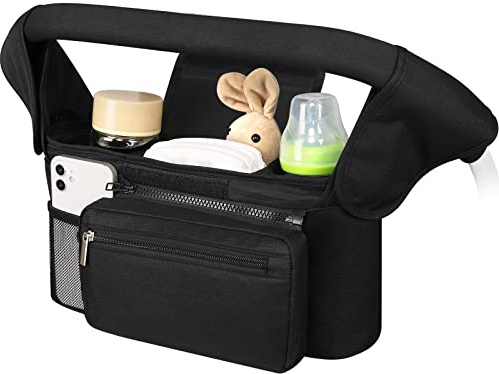 Accmor Universal Stroller Organizer with Insulated Cup Holder Detachable Phone Bag and Shoulder Strap,Stroller Bag Caddy Organizer Fits for Uppababy, Baby Jogger, Britax Strollers