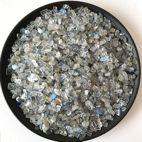 MOBSAN Roche de Gravier de Pierre de Lune Grise en Cristal Naturel de 50g adaptée à l'arrangement des Jardins et des fontaines d'aquarium de Stuffers de Vase Gravier (Size : 4-6mm)