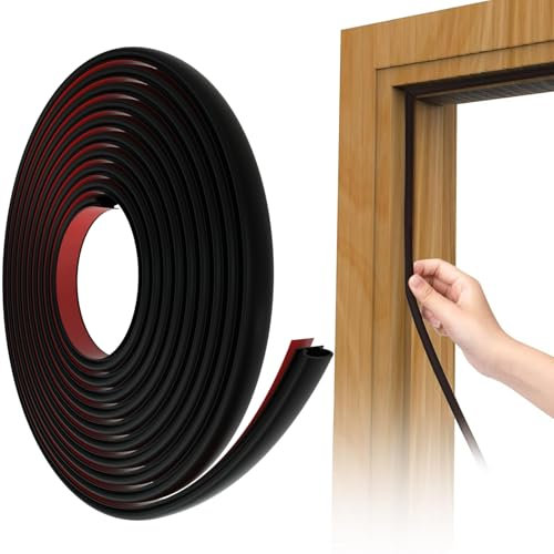 Türdichtung für Fenster, Schalldämmung, D-Profil, Türdichtung aus Gummi, selbstklebend, Türdichtung für Autofenster, Türdichtung, kälteisolierend (15 m, schwarz)