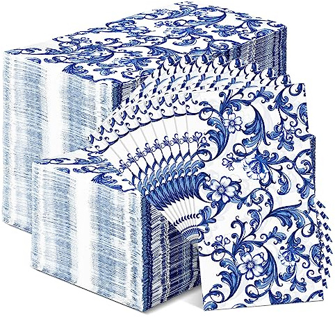 Estune 200 Pcs Guest Napkins 2 Ply Disposable Paper Flowers Dinner Hand Napkin for Bathroom Powder Room Wedding Holiday Birthday Bridal Shower Party Towels(Floral)