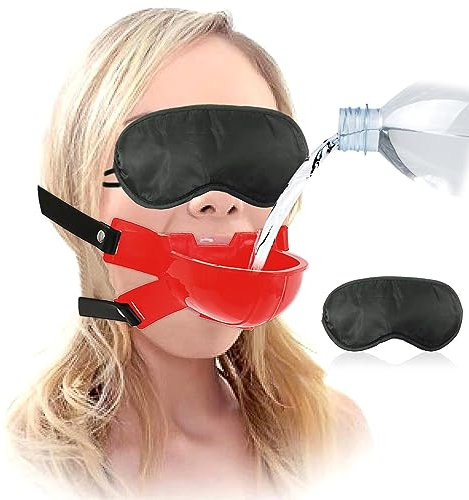 BDSMLOVE Toilet Mouth Gag Sm Adult Toys, Piss Funnel Mouth Plug and Eye mask,Punishment Flirting Supplies for Couples