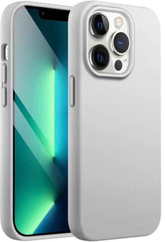 JETech Silikon Hülle für iPhone 13 Pro, Helles Grau | Seidig Weiches Gefühl, Stoßschutz, Kratzfest, Mikrofaser-Innenfutter