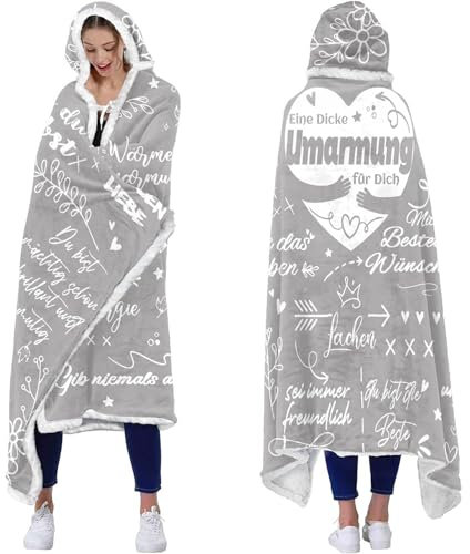 Beste Freundin Geschenke, Eine Dicke Umarmung Decke mit ärmeln - Mutmacher Geschenk für Freundin, Geschenk Freundin Geburtstag, Geburtstagsgeschenk für Frauen Mama Freundin Schwester Frau Oma