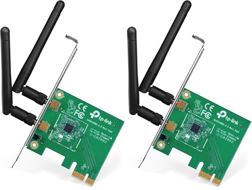 TP-Link TL-WN881ND - WiFi Adaptador PCI Express, Tarjeta de Red (300 Mbps, 2.4 GHz, 802.11n/g/b, 2 Antenas Desmontables), para Raspberry Pi, PC de Sobremesa (Paquete de 2)