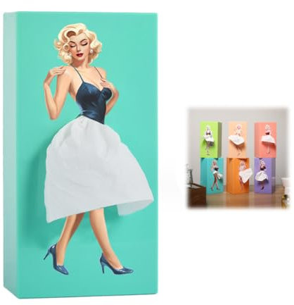 Taschentuchbox Mit Fliegendem Rock, Charmant Retro Mädchen Mit Kurzem Rock Taschentücher Box, Geeignet Für Schlafzimmer, Wohnzimmer, Büro (A)