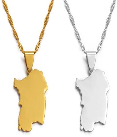 Bijoux De Charme Patriotique Pour Femmes Hommes, Pendentif Et Collier Italie Sardaigne Couleur Jaune/Blanc Bijoux Tendance Italien Sardaigne/Sardaigne Bijoux Hip Hop Cadeaux Filles, Jaune, 45 Cm Ou 1