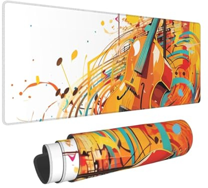 Tapis de souris de jeu imprimé sur le thème de la musique abstraite, extra large, 80 x 30,5 cm – Tapis de clavier en caoutchouc, tapis de souris d'ordinateur, tapis de bureau