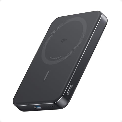 Anker MagGo Powerbank, Ultra-schlankes 10.000mAh magnetisches Akkupack, Qi2-zertifiziert, portabel, 15W Ultra-schnelles MagSafe-kompatibles Ladegerät, ergonomisches Design, nur für iPhone 15/14/13/12