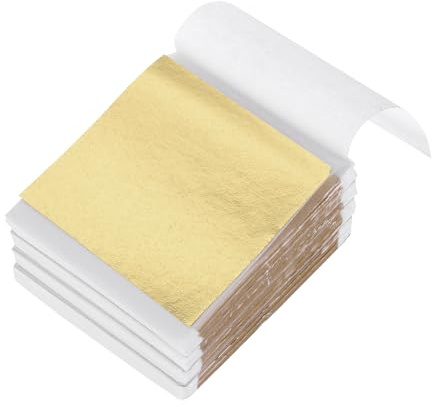 QUARKZMAN 400 Blatt Blattgold zum Basteln, 9 x 9 cm Imitation Goldfolie Goldflocken Goldpapier für Acrylmalerei Kunstprojekt Handwerk Möbel Dekoration Nägel Maniküre, Champagnergold
