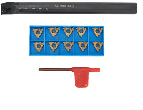 Zoegneer SNR0016Q16 CNC-Drehmaschine, 16 mm Schaftdurchmesser, Innengewinde, Drehwerkzeug mit 10 Stück, 16IR AG60 Kit
