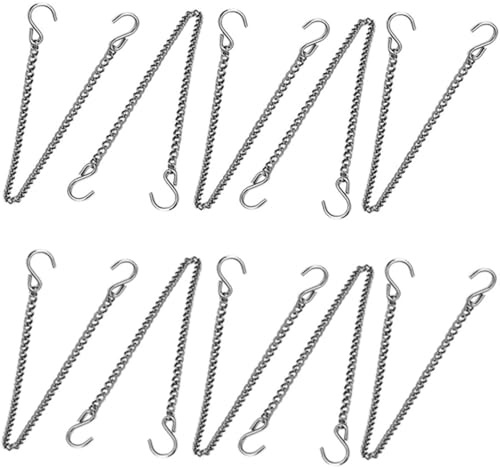 Metallkette zum Aufhängen,Hängekette mit Clips,CuiCanfla10 Stück Blumenampel Ketten Kette zum Aufhängen Silber,Hängende Kette mit Haken für Wildvogelfutter,Blumenampel, Vogelhaus, Windlicht mit Henkel