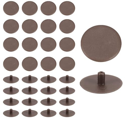 sourcing map 200Pcs Screw Cap Covers, 18 x 5.4mm Plastic Screw Decoration Cover for Phillips Cam Fitting Nut Self-Tapping Screw, Decoration Tapping Fasteners, Dark Brown