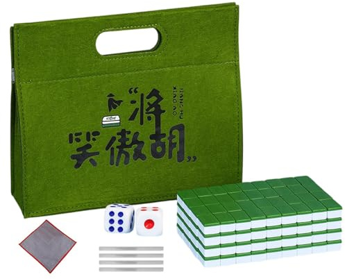 ycezw Resor Mahjong spel, Mahjong spel | Liten familj Mahjong set, reseMahjong-paket, kinesiska Mahjong-delar, inklusive bordsduk, transportväska, tärningar, regel av