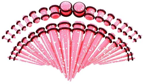 Whoiy Acryl 36er Tunnel Dehnstäbe Set Rosa 1.6mm bis 10mm Taper Stretching Kit Körper Piercing Expander mit O-ringe für Männer Frauen