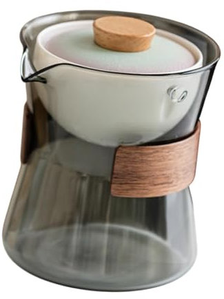 Colcolo Glass Teapot Gongfu Teapot Heat Resistant Dinnerware with 360 Rotation Tea Maker Blooming & Loose Leaf Teapot for Living Room, Gray Gradient lid