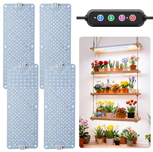 LPMZMBL 40W Ultra-Thin Panel Full Spectrum Grow Lights, 768 LEDs Growing Light for Indoor Plants with Daisy Chain Function, Grow Lights for Seed Starting with 4/8/12/16/20H Auto On/Off Timer (4pcs)