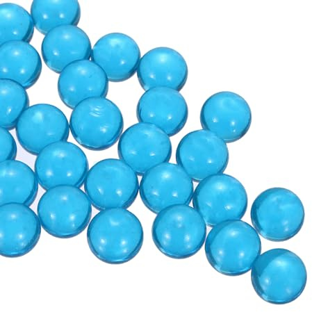 sourcing map Glass Beads,1set Round Glass Gemstone Water Blue 0.99lbs (0.63) Glass Marbles Pebbles for Vase Fillers Aquarium Decor DIY Craft