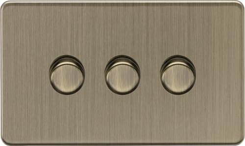 Knightsbridge 3G 2-way 10-200W (5-150W LED) Intelligent dimmer - Antique Brass