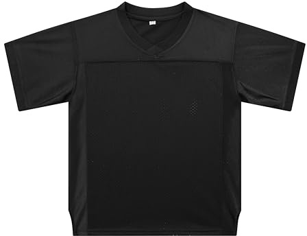 Blank Youth Football Jersey Mesh Athletic Football Shirt Practice Sports Uniform Black